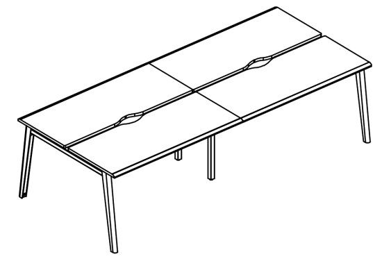 Рабочая станция с опорами МТ 1 скос (4х120) вяз либерти / белый, вставка белая